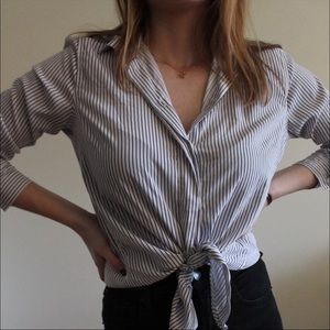Lovely Striped Buttoned Blouse